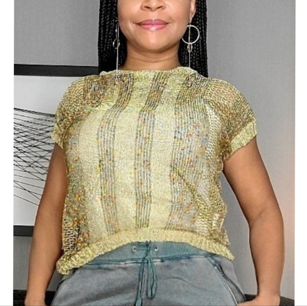 Shimmering Gold Mesh Top